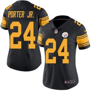 steelers #24 joey porter jr. black women's stitched nfl limited rush cheap jersey