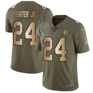 cheap Steelers #24 Joey Porter Jr. Olive/Gold Men's Stitched NFL Limited 2024 Salute To Service Jersey