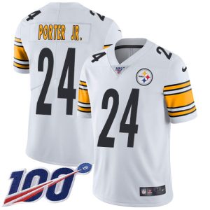 steelers #24 joey porter jr. white men's stitched nfl 100th season vapor limited wholesale jersey