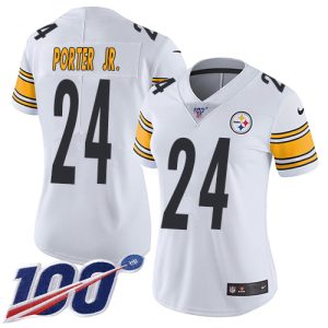 Steelers #24 Joey Porter Jr. White Women's Stitched NFL 100th Season Vapor Untouchable Limited Jersey