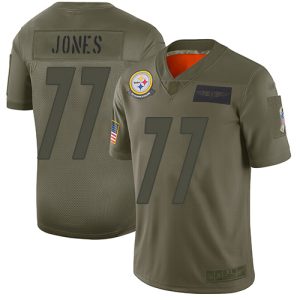 wholesale Steelers #77 Broderick Jones Anthracite Salute to Service Youth Stitched NFL Limited Therma Long Sleeve Jersey