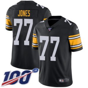 Steelers #77 Broderick Jones Black Alternate Men's Stitched NFL 100th Season Vapor Limited Jersey