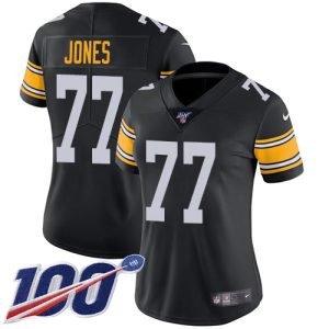 cheap Steelers #77 Broderick Jones Black Alternate Women's Stitched NFL 100th Season Vapor Limited Jersey