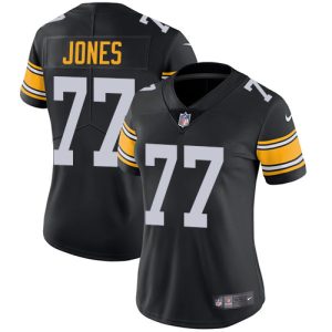 Steelers #77 Broderick Jones Black Alternate Women's Stitched NFL Vapor Untouchable Limited Jersey