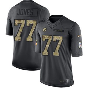 cheap Steelers #77 Broderick Jones Black Men's Stitched NFL Limited 2024 Salute to Service Jersey