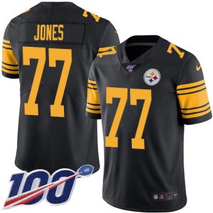 Steelers #77 Broderick Jones Black Men's Stitched NFL Limited Rush 100th Season Jersey