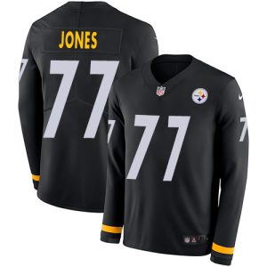 Steelers #77 Broderick Jones Black Team Color Men's Stitched NFL Limited Therma Long Sleeve Jersey