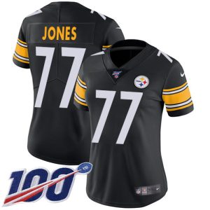 Steelers #77 Broderick Jones Black Team Color Women's Stitched NFL 100th Season Vapor Limited Jersey