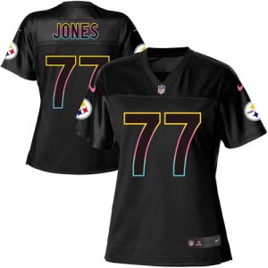 Steelers #77 Broderick Jones Black Women's NFL Fashion Game Jersey