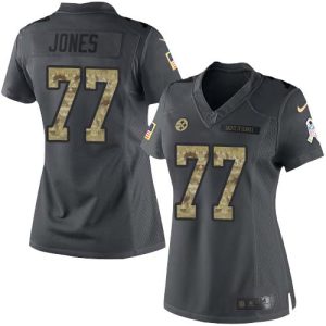 wholesale Steelers #77 Broderick Jones Black Women's Stitched NFL Limited 2024 Salute to Service Jersey