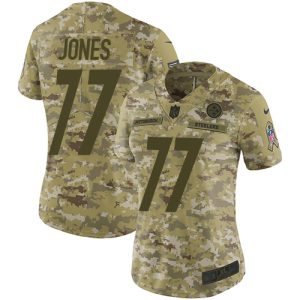 Steelers #77 Broderick Jones Camo Women's Stitched NFL Limited 2024 Salute To Service Jersey