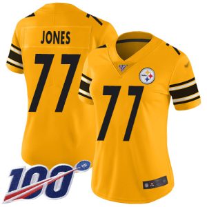 steelers #77 broderick jones gold women's stitched nfl limited inverted legend 100th season cheap jersey