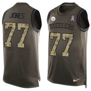 Steelers #77 Broderick Jones Green Men's Stitched NFL Limited Salute To Service Tank Top Jersey