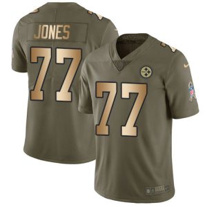 cheap Steelers #77 Broderick Jones Olive/Gold Men's Stitched NFL Limited 2024 Salute To Service Jersey