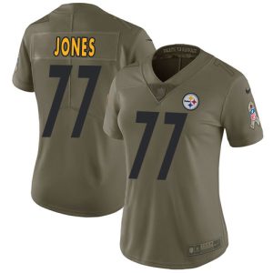 wholesale Steelers #77 Broderick Jones Olive Women's Stitched NFL Limited 2024 Salute To Service Jersey