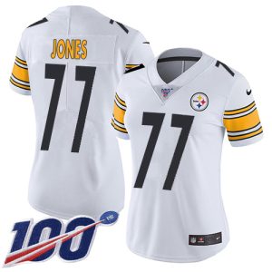 Steelers #77 Broderick Jones White Women's Stitched NFL 100th Season Vapor Untouchable Limited Jersey