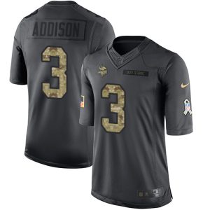 Vikings #3 Jordan Addison Black Youth Stitched NFL Limited 2024 Salute to Service Jersey