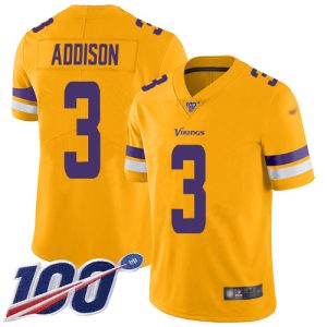 vikings #3 jordan addison gold men's stitched nfl limited inverted legend 100th season cheap jersey