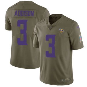 wholesale Vikings #3 Jordan Addison Olive Men's Stitched NFL Limited 2024 Salute To Service Jersey