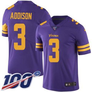 Vikings #3 Jordan Addison Purple Men's Stitched NFL Limited Rush 100th Season Jersey