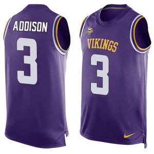 wholesale Vikings #3 Jordan Addison Purple Team Color Men's Stitched NFL Limited Tank Top Jersey