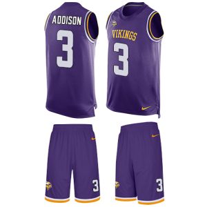 vikings #3 jordan addison purple team color men's stitched nfl limited tank top suit cheap jersey