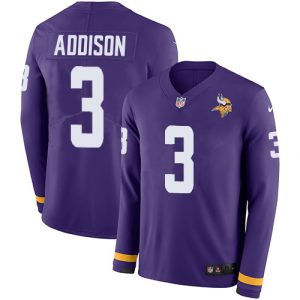 Vikings #3 Jordan Addison Purple Team Color Men's Stitched NFL Limited Therma Long Sleeve Jersey