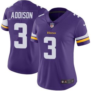 cheap Vikings #3 Jordan Addison Purple Team Color Women's Stitched NFL Vapor Untouchable Limited Jersey