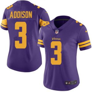 vikings #3 jordan addison purple women's stitched nfl limited rush cheap jersey