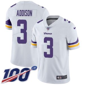 vikings #3 jordan addison white men's stitched nfl 100th season vapor untouchable limited wholesale jersey