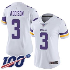 vikings #3 jordan addison white women's stitched nfl 100th season vapor untouchable limited cheap jersey