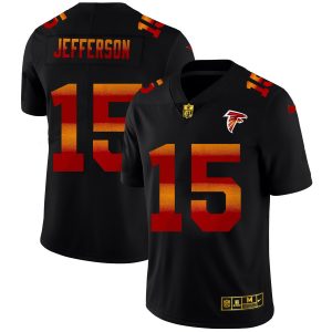 Atlanta Falcons #15 Van Jefferson Men's Black Red Orange Stripe Vapor Limited NFL Jersey