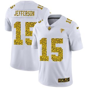 cheap Atlanta Falcons #15 Van Jefferson Men's Flocked Leopard Print Vapor Limited NFL Jersey White