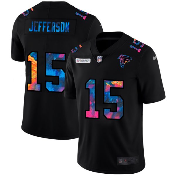 cheap Atlanta Falcons #15 Van Jefferson Men's Multi-Color Black 2020 NFL Crucial Catch Vapor Untouchable Limited Jersey