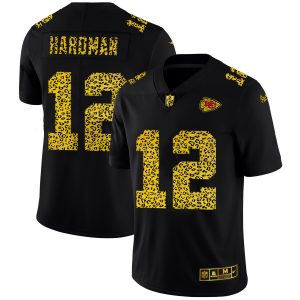 kansas city chiefs #12 mecole hardman men's leopard print fashion vapor limited nfl cheap jersey black