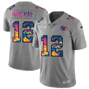 Kansas City Chiefs #12 Mecole Hardman Men's Multi-Color 2020 NFL Crucial Catch NFL Jersey Greyheather