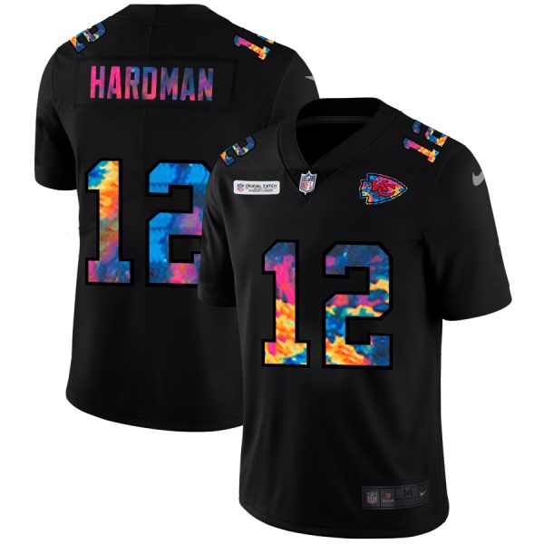 cheap Kansas City Chiefs #12 Mecole Hardman Men's Multi-Color Black 2020 NFL Crucial Catch Vapor Untouchable Limited Jersey