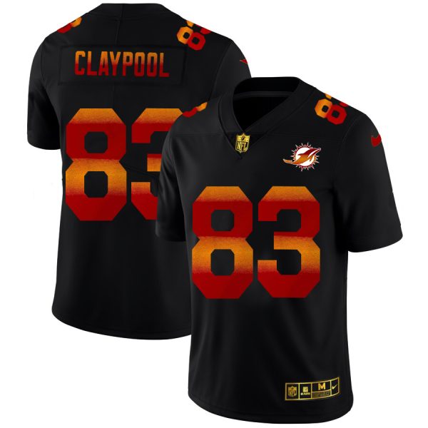 cheap Miami Dolphins #83 Chase Claypool Men's Black Red Orange Stripe Vapor Limited NFL Jersey