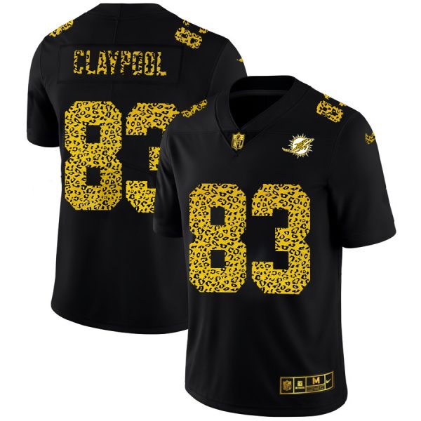 miami dolphins #83 chase claypool men's leopard print fashion vapor limited nfl wholesale jersey black