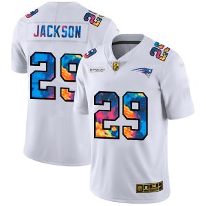 wholesale New England Patriots #29 J.C. Jackson Men's White Multi-Color 2020 NFL Crucial Catch Limited NFL Jersey