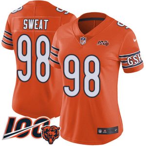 bears #98 montez sweat orange women's stitched nfl limited rush 100th season cheap jersey