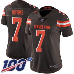 browns #7 dustin hopkins brown team color women's stitched nfl 100th season vapor untouchable limited cheap jersey