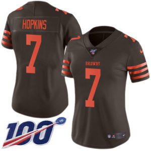 cheap Browns #7 Dustin Hopkins Brown Women's Stitched NFL Limited Rush 100th Season Jersey