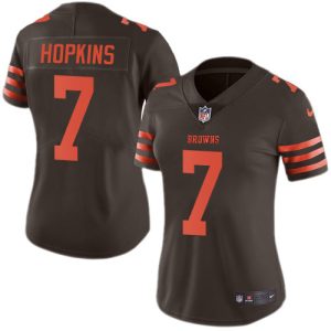 browns #7 dustin hopkins brown women's stitched nfl limited rush cheap jersey