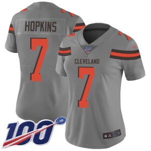 wholesale Browns #7 Dustin Hopkins Gray Women's Stitched NFL Limited Inverted Legend 100th Season Jersey