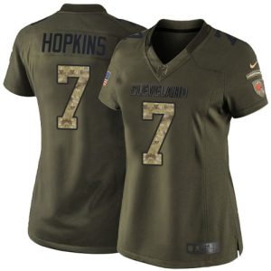 Browns #7 Dustin Hopkins Green Women's Stitched NFL Limited 2015 Salute to Service Jersey