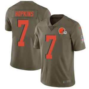 Browns #7 Dustin Hopkins Olive Men's Stitched NFL Limited 2017 Salute To Service Jersey