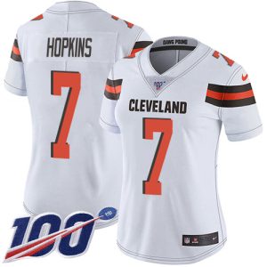 cheap Browns #7 Dustin Hopkins White Women's Stitched NFL 100th Season Vapor Untouchable Limited Jersey