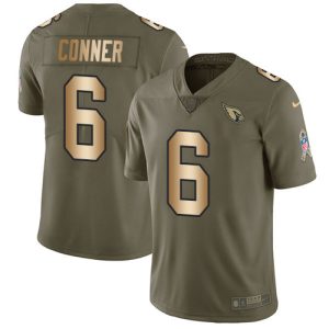 Cardinals #6 James Conner Olive/Gold Men's Stitched NFL Limited 2017 Salute to Service Jersey