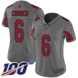 wholesale Cardinals #6 James Conner Silver Women's Stitched NFL Limited Inverted Legend 100th Season Jersey